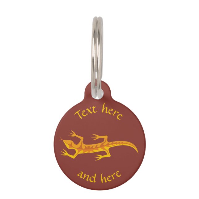 Tribal Lizard Orange Pet Tag (Front)