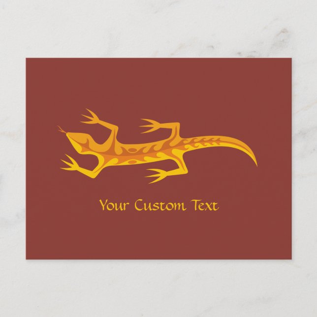 Tribal Lizard Orange Postcard (Front)