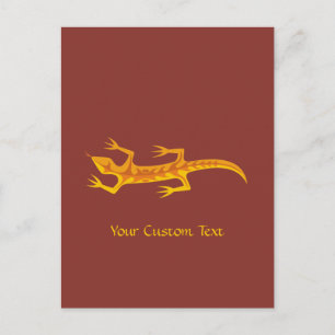 Tribal Lizard Orange Postcard