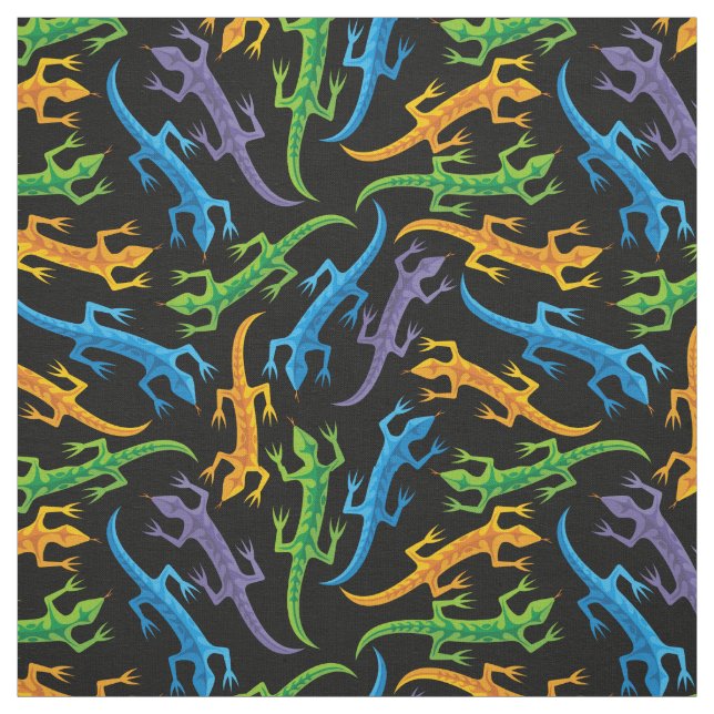Tribal Lizards Colourful Pattern Fabric (Swatch)