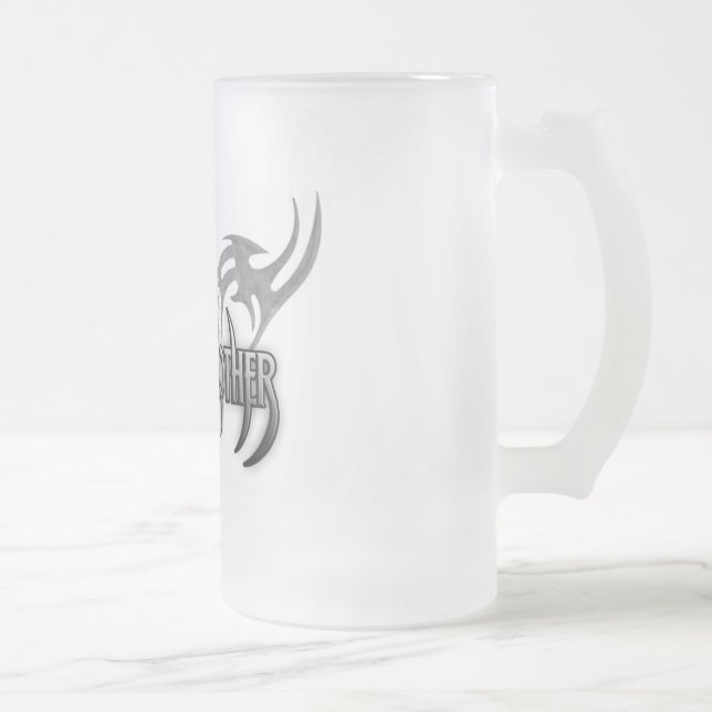 TRIBAL LOGO Frosted 16 oz. Beer Glass Frosted Glass Beer Mug (Right)