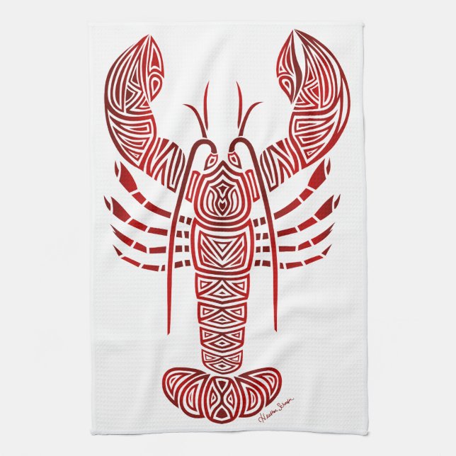 Tribal Maine Lobster Tea Towel (Vertical)