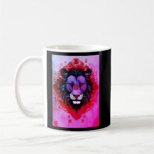 Tribal Majesty: Geometric Lion Emblem Print Coffee Mug