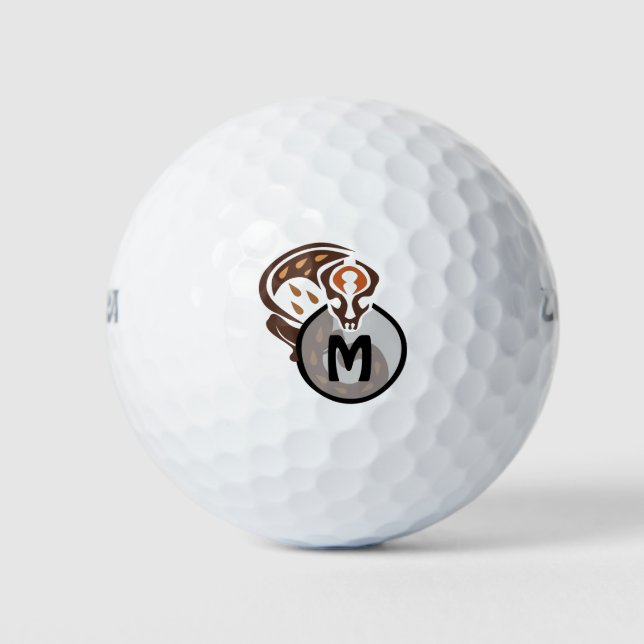 Tribal Malaysian Cat Gecko Monogram Golf Balls (Front)
