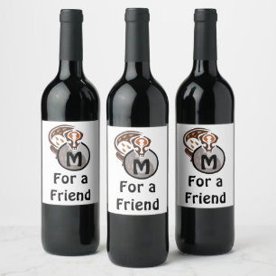Tribal Malaysian Cat Gecko Monogram Wine Label