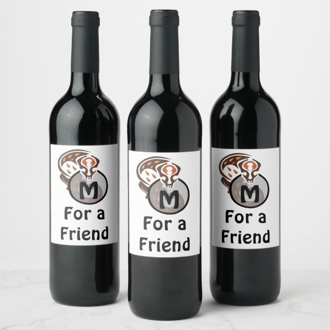 Tribal Malaysian Cat Gecko Monogram Wine Label (Bottles)