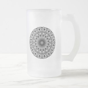 Tribal Mandala Frosted Glass Beer Mug