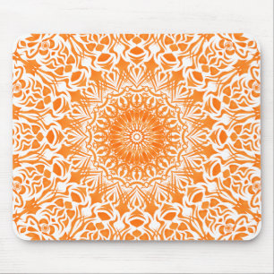 Tribal Mandala Orange Mouse Mat
