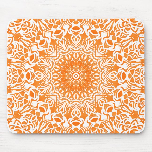 Tribal Mandala Orange Mouse Mat (Front)