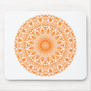 Tribal Mandala Orange Mouse Mat