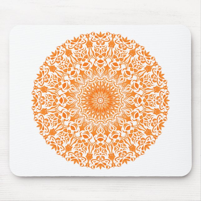 Tribal Mandala Orange Mouse Mat (Front)