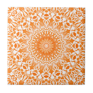 Tribal Mandala Orange Tile