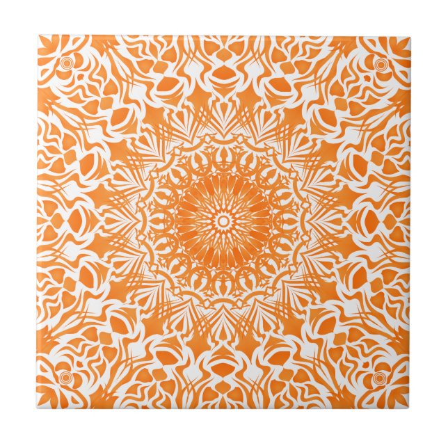 Tribal Mandala Orange Tile (Front)