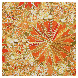 Tribal Mandala Print, Mustard Gold and Orange Fabric