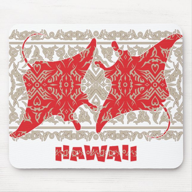 Tribal-Manta-Ray-Red Mouse Mat (Front)