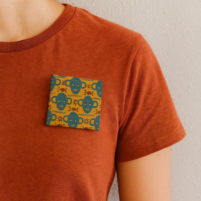 Tribal Mask African Ethnic Face Pattern 15 Cm Square Badge (Creator Uploaded)