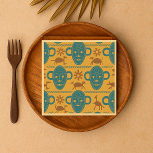 Tribal Mask African Ethnic Face Pattern Napkin