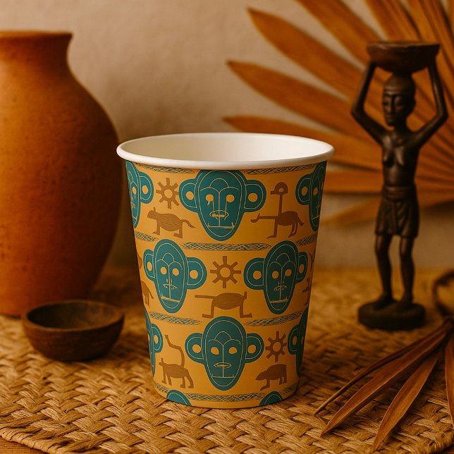 Tribal Mask African Ethnic Face Pattern Paper Cups (Creator Uploaded)