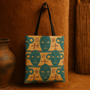 Tribal Mask African Ethnic Face Pattern Tote Bag