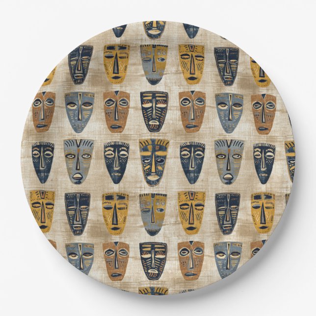 Tribal Mask Boho Pattern Paper Plate (Front)