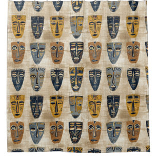 Tribal Mask Boho Pattern Shower Curtain