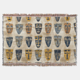 Tribal Mask Boho Pattern Throw Blanket