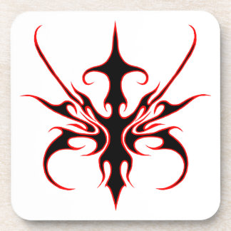 Tribal Mask Design - Black and Red Coaster