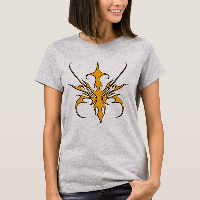Tribal Mask Design - Orange T-Shirt (Front)