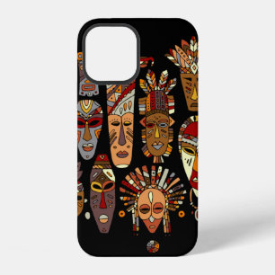 Tribal mask ethnic set, sketch iPhone 12 case