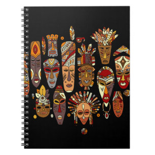 Tribal mask ethnic set, sketch notebook