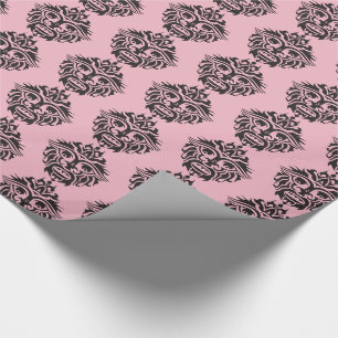 Tribal Mask - Pink Glossy Wrapping Paper, 30" x 6' Paper
