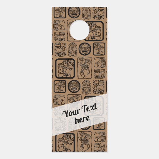 Tribal MAYA ancient mask pattern 1 Door Hanger (Front)