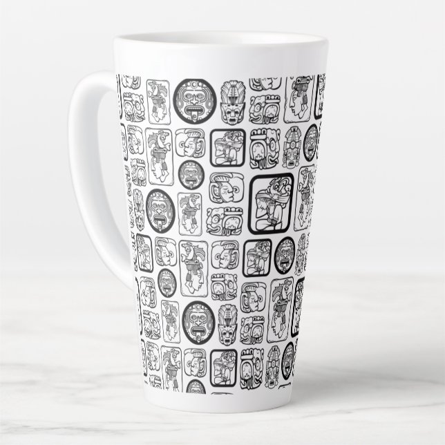 Tribal MAYA ancient mask pattern 1 Latte Mug (Left Angle)