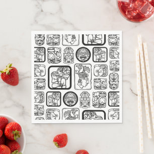 Tribal MAYA ancient mask pattern 1 Napkin