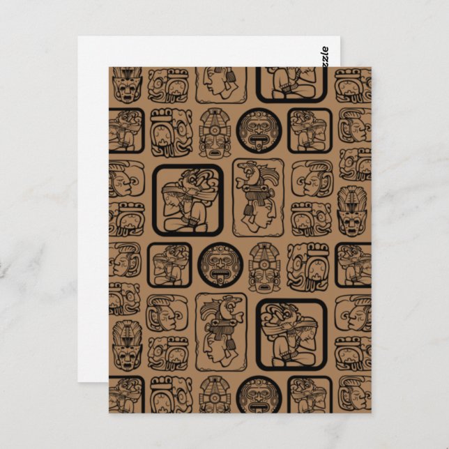 Tribal MAYA ancient mask pattern 1 Postcard (Front/Back)