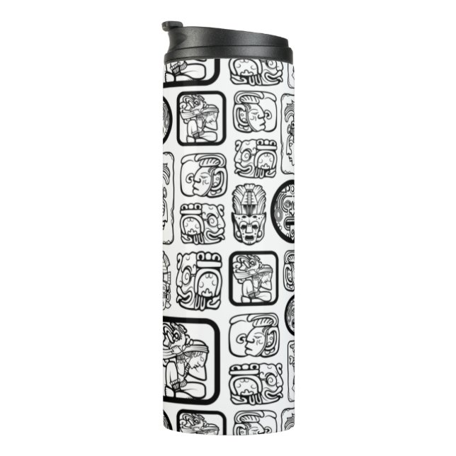 Tribal MAYA ancient mask pattern 1 Thermal Tumbler (Rotated Right)