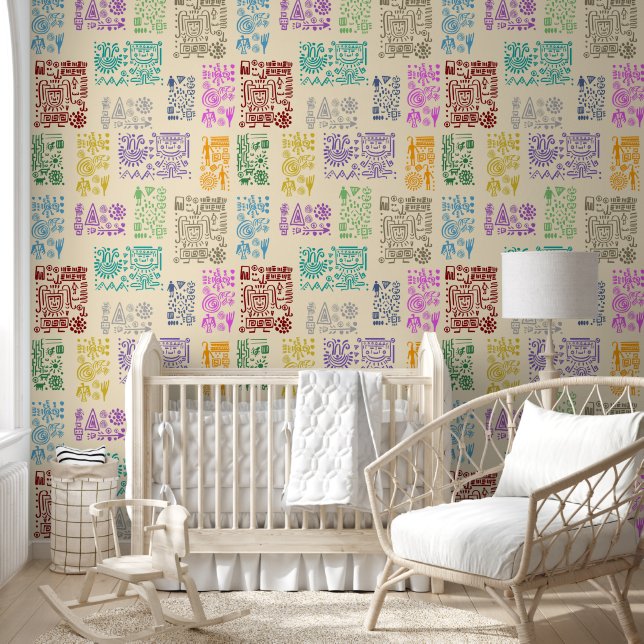 Tribal MAYA ancient mask pattern 4 Wallpaper (Kids)