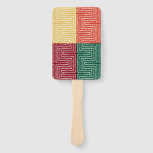 Tribal Maze Pan African Pattern Mud Cloth Hand Fan