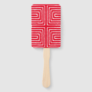 Tribal Maze Pan African Pattern Mud Cloth Hand Fan