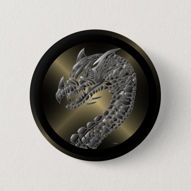 Tribal Metallic Dragon 6 Cm Round Badge (Front)