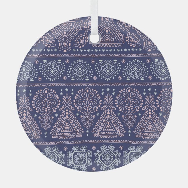 Tribal Mexican, ethnic seamless pattern. Glass Tree Decoration (Front)