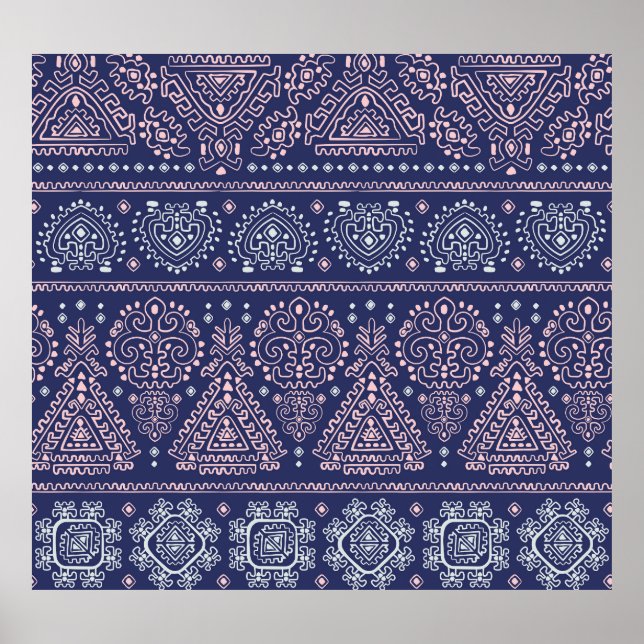 Tribal Mexican, ethnic seamless pattern. Poster (Front)