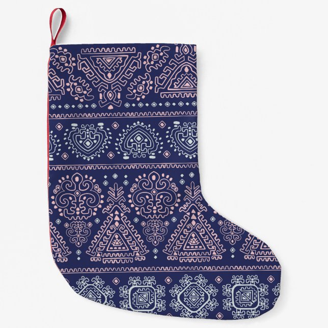 Tribal Mexican, ethnic seamless pattern. Small Christmas Stocking (Front)