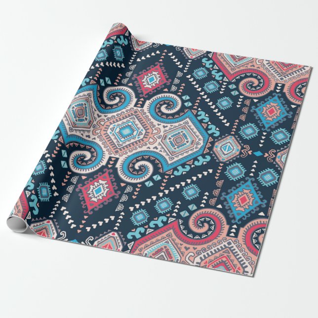 Tribal mexican vintage ethnic seamless pattern wrapping paper (Unrolled)