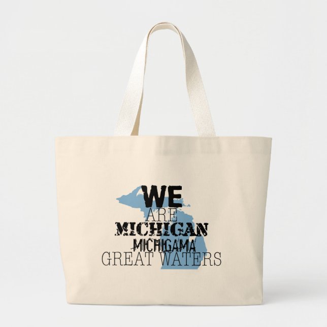 Tribal Michigan Michigama Great Waters Up North Large Tote Bag (Front)