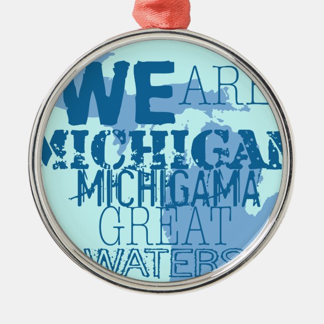 Tribal Michigan Michigama Great Waters Up North Metal Tree Decoration (Front)