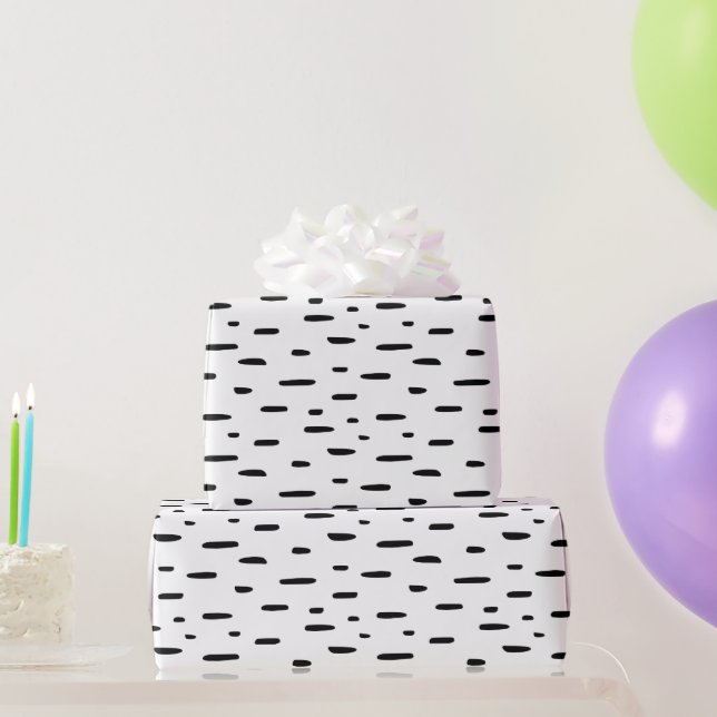 Tribal Modern Black and White Flecks Wrapping Paper (Party Gifts)