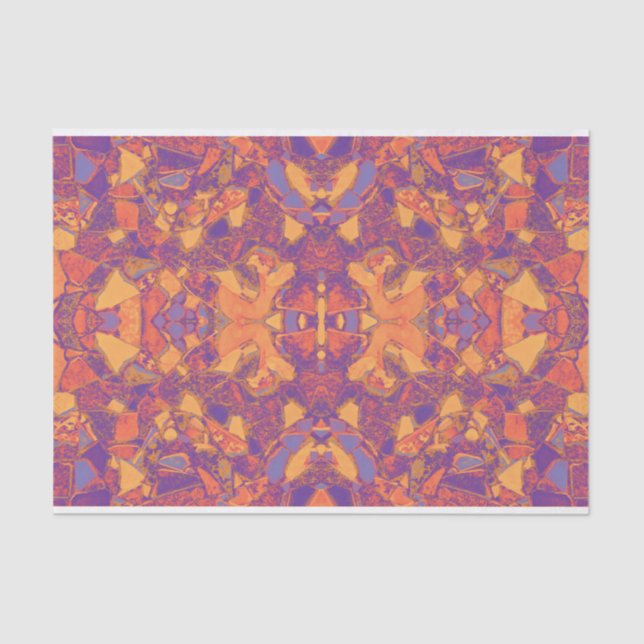 Tribal Mosaic Purple Orange Yellow Bohemian Tissue Paper (Front)