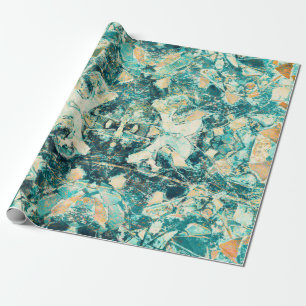 Tribal Mosaic Vintage Teal Green Texture Design Wrapping Paper