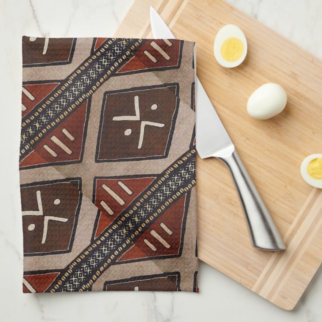 Tribal Motif Print Tea Towel (Quarter Fold)